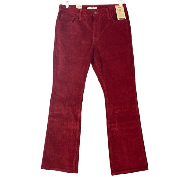 Levi's 725 Women's Stellar Stretch Burgundy Corduroy Pants Size 32 Boot Cut NWT - Picture 1 of 11